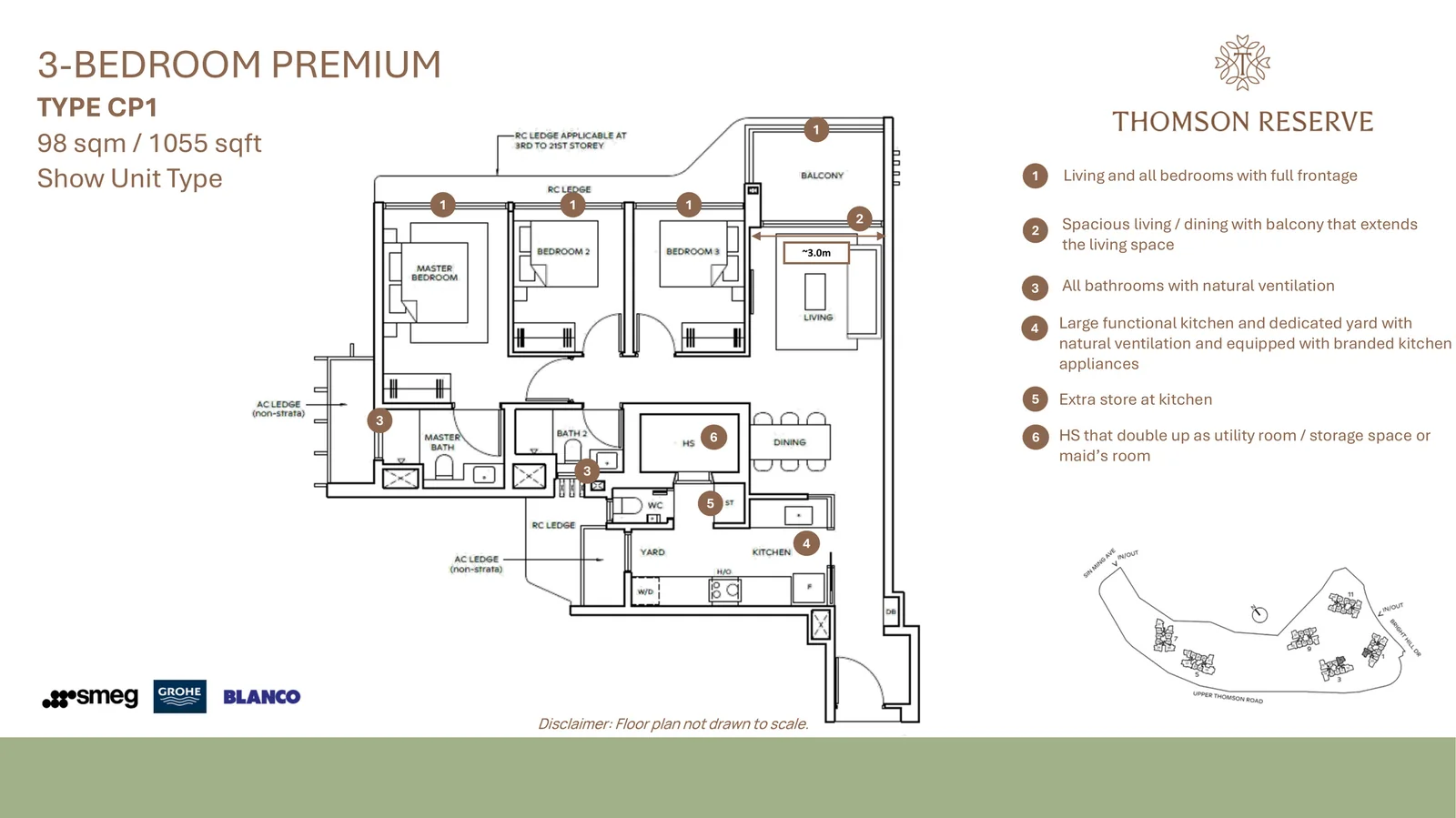 Thomson Reserve 3-Bedroom Premium Type CP1 Floor Plan